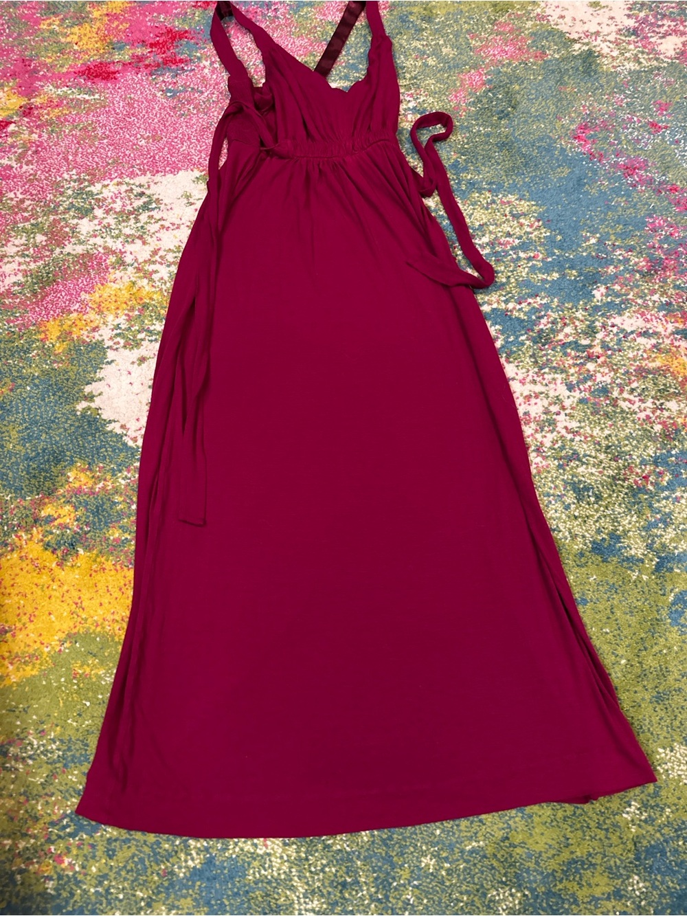 New York & Company Sleeveless Maxi Dress in Deep Magenta
